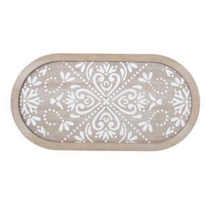 Plateau de service décoratif abstrait Art Déco rond en bois, finition blanche mate, pieds surélevés, le plus vendu, fabricant en gros - Product Image 4