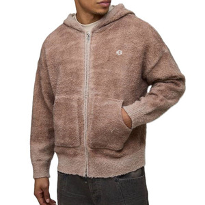 Sudaderas con capucha de forro polar Sherpa para hombre, con cremallera completa, estilo oversize, textura de peluche, cálidas para invierno, con logo personalizado, suministro al por mayor - Product Image 5