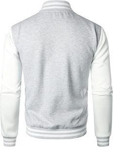High Quality Men's Varsity Jackets Thin <b>Stand</b> Collar Light <b>Weight</b> Winter Wool Body Leather Sleeve Best Design Plain Fabric Front - Product Image 2