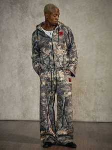 Ensemble de survêtement unisexe décontracté streetwear grande taille léger respirant uni avec fermeture éclair et cordon de serrage à capuche, 2 pièces, design 2026 - Product Image 3