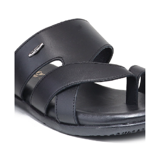<b>Leather</b> Black Slip On Sandals for <b>Men</b> Elegant Casual Footwear Comfortable Open Back Design for Home Travel and Everyday - Product Image 6