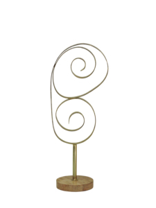 Modern <b>Gold</b> Aluminium Double Spiral Abstract Sculpture Handcrafted Swirl Metal Art <b>Statue</b> with Round Wooden Base Home Decor - Product Image 3