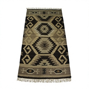 Alfombra Kilim de Lana Natural Tejida a Mano, Alfombra Geométrica Dhurrie Ecológica Hecha a Mano, Alfombra para Sala de Estar, Dormitorio, Alfombra de Tamaño Personalizado - Product Image 1