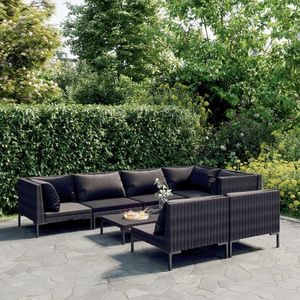 Set Lounge da Giardino in Acciaio Verniciato a Polvere Grigio Scuro, 6 Posti, Arredamento da Esterno dal Design Contemporaneo - Product Image 1