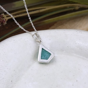 Collier pendentif en argent sterling 925 avec amazonite naturelle, pendentif géométrique en forme de larme, bijoux faits à la main, cadeau pour femmes - Product Image 2