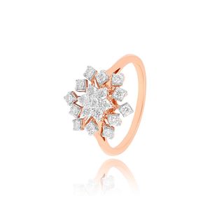 แหวนทองคำ 14K โรสโกลด์ ประดับเพชรทรงกลมเพาะเลี้ยงรูปดาวกระจายลายดอกไม้ - Product Image 2