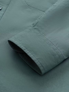 Men's Lightweight Long-Sleeve Casual Work Shirt 100% Cotton Multiple Pockets Outdoor Hiking Fishing Guard Use Bangladesh Spring - Product Image 5