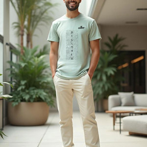 Camiseta elegante para hombre con material transpirable, camiseta para hombre para la moda diaria y un estilo relajado. - Product Image 5