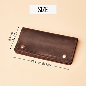Custom Women's Genuine Leather Clutch Wallet Zipper Closure Personalized Long Travel Engraved <b>Purse</b> Eco-Friendly Linen Lining. - Product Image 5