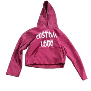 Ensembles de pantalons de survêtement évasés pulls à capuche courts unisexe avec impression de logo personnalisé survêtement d'hiver uni à bandes latérales pour hommes - Product Image 3