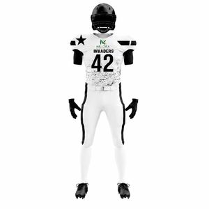 Maßgeschneidertes Herren Grunge Distressed Football-Uniform-Set Sublimations-Gepolstertes Trikot Kompressionshose Invaders-Stil Team-Bekleidungs-Kit - Product Image 2