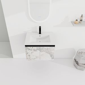 Mobile Bagno Sospeso da 24 Pollici con Lavabo in Ceramica e Anta con Chiusura Ammortizzata, Pacchetto KD - Product Image 2