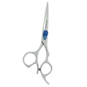Tijeras Profesionales de Acero Inoxidable para Cortar y Peinar el Cabello en Color Plateado con Tornillo de Ajuste Azul, Tijeras de Peluquero Afiladas - Product Image 3