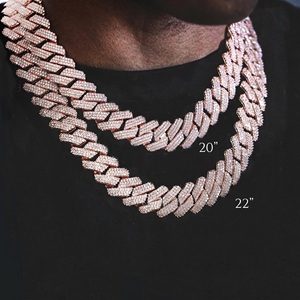 Collier unisexe en chaîne cubaine bicolore 14 carats, chaîne gourmette hip-hop en argent avec fermoir mousqueton, cadeau d'anniversaire de mariage en moissanite - Product Image 2