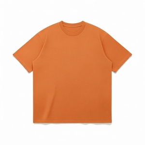 Camiseta Premium de Algodón Oversize con Cuello Redondo y Manga Corta, Color Naranja Liso, Fabricación de Prendas Personalizadas, Ropa al por Mayor de Marca Privada - Product Image 1