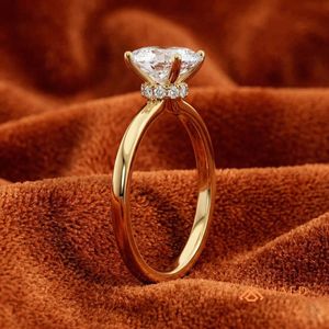 <b>Moissanite</b> <b>Oval</b> Solitaire <b>Ring</b> for Women Gold Plated Luxury <b>Engagement</b> Wedding Gift Party Anniversary Jewelry Elegant Daily Wear - Product Image 3