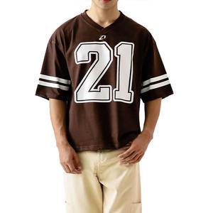 Camiseta deportiva unisex de malla marrón personalizada con cuello en V, sublimación, camiseta de fútbol americano marrón alternativa de la mejor calidad con costuras. - Product Image 3