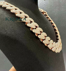 Men's 18K Gold Plated S925 Moissanite <b>Statement</b> <b>Necklace</b> Round Brilliant Cut Link Chain Hiphop Style Everyday Wear - Product Image 5