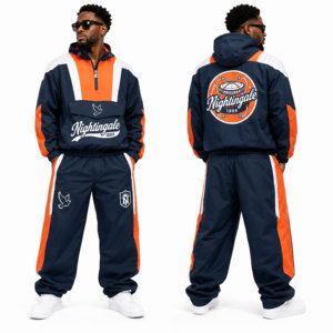 Unisex Customizable Nylon <b>Windbreaker</b> Jacket and Jogging Shorts Set Casual 2-piece Gym Fitness Suit For Men & <b>Women</b> - Product Image 2