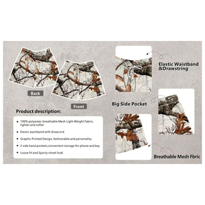 กางเกงขาสั้นลายพรางสตรีทแวร์ผู้ชาย โลโก้แบบซับลิเมชั่นสั่งทำ ผ้าฝ้ายเนื้อหนา สำหรับออกกำลังกาย วิ่ง มีเชือกผูก - Product Image 6