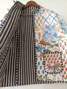 Handmade <b>Patchwork</b> Cotton Kantha <b>Jacket</b>: Reversible Boho Coat - Product Image 5