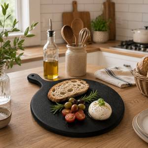 Planche à découper en bois noir naturel avec poignée, plateau rectangulaire pour servir le fromage, pour hôtel, restaurant, vente en gros - Product Image 3