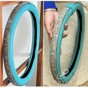 Housse de volant de voiture de haute qualité 2026 avec design luxueux en cuir de vachette travaillé à la main, confortable et personnalisée pour l'intérieur de la voiture - Product Image 1