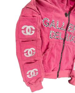 Personalizado de los hombres de peso pesado de algodón Zip Hoodie Sunfaded ácido lavado francés Terry Streetwear Rhinestone Zip Boxy Fit sudaderas con capucha de gran tamaño - Product Image 4