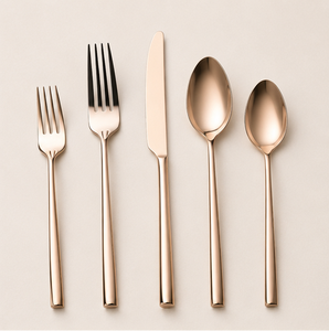 Juego de Cubiertos de Acero Inoxidable Color Oro Rosa con Acabado Espejo, Cubiertos Elegantes de Cobre Plateado para Bodas, Hoteles y Restaurantes de Alta Cocina - Product Image 3