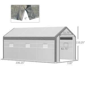 Piccola Serra Moderna 20FT X 10FT X 9FT con Porta Avvolgibile, 6 Finestre Chiudibili, Telaio in PVC Portatile, Acciaio e Legno per Uso Domestico - Product Image 3