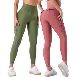 Nouveauté Automne Leggings de sport et de danse pour femme, taille haute, élastiques, respirants, sans couture, imprimé léopard, en tissu côtelé délavé, séchage rapide - Product Image 4