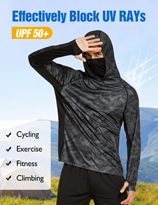 เสื้อตกปลาแขนยาวมีฮู้ด ป้องกันรังสียูวี แห้งเร็ว ระบายอากาศดี พิมพ์ลายดิจิตอล รับผลิตแบบ OEM - Product Image 6
