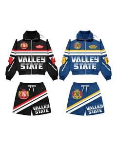 Hot Selling OEM Factory Custom Embroidery Logo Waterproof Lightweight Workout Clothing Oversized Tracksuit Nylon Windbreaker <b>Set</b> - Product Image 1