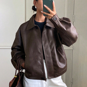 Women Genuine Leather Biker Style <b>Jacket</b> Ladies Classic Slim Fit <b>Zip</b>-<b>Up</b> Black Customized Logo Factory Price Wholesale OEM - Product Image 4