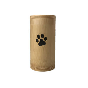 Natural Bamboo Pet <b>Urn</b> Cremation Keepsake Jar Paw Print Engraved Cylindrical Ashes Memorial Container for Dog <b>Cat</b> - Product Image 1