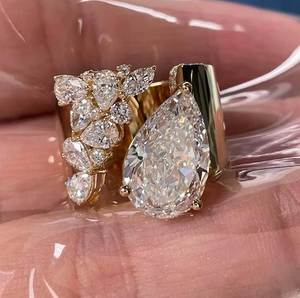 Anillo Abierto de Plata de Ley 925 con Circonita Cúbica en Forma de Pera, Anillo de Boda, Aniversario, Compromiso, para Mujer - Product Image 4