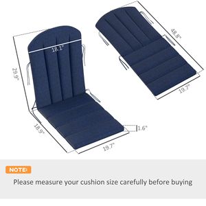 Set di 4 Cuscini per Sedie da Esterno Blu Navy, Cuscino Adirondack con Schienale Alto e Lacci, Schiuma ad Alta Densità - Product Image 3