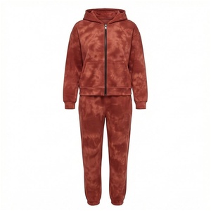 <b>Women</b> Hooded <b>Fleece</b> Tracksuit Set Solid Color Zipper Front Sweatshirt <b>Jogger</b> Pants Autumn Casual Wear Full Length - Product Image 1