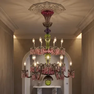 Lámpara de araña ASFOUR St Louis de 18 luces, lámpara de araña de cristal de lujo, elegante lámpara de techo hecha a mano de estilo francés para decoración del hogar - Product Image 1