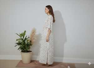Collection d'été, robe longue en coton imprimée à la main, vêtements de nuit pour femmes, robe kaftan confortable et élégante, de la meilleure qualité - Product Image 4
