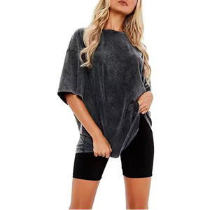 New Arrival Fashion sustainable soft Women Acid <b>Wash</b> T Shirt Custom Manufacturer Loose Summer Streetwear Women Acid <b>Wash</b> T Shirt - Product Image 2
