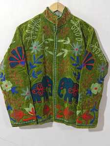 Eco-Friendly Uzbek Suzani Velvet Handmade <b>Quilted</b> Cotton Autumn/Winter Boho Embroidered Women's Luxury Stand <b>Single</b>-Breasted - Product Image 2