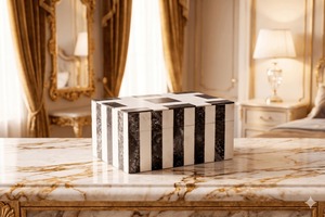 Caja de Almacenamiento de Joyería de Resina a Cuadros Blancos y Negros, Hecha a Mano, Moderna, Decorativa, para Accesorios, Disponible para la Venta - Product Image 1