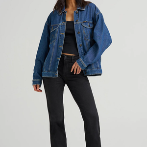 Chaqueta Vaquera Vintage Lavada para Hombre y Mujer, Estilo Americano, con Bordado de Letras 'Old Star', Botones, Holgada, Informal, a la Moda y Combinable con Todo - Product Image 3