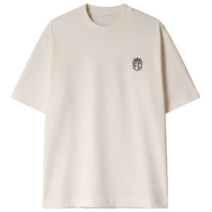 Men Oversized Short Sleeve T Shirt <b>Neutral</b> Minimal Chest Logo Cotton Loose Fit Casual Streetwear Top OEM - Product Image 2