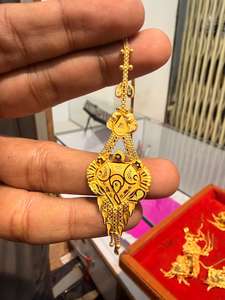 Tikli Maang Tikka de Oro Sólido de 22K, Joyería para la Frente, Oro Amarillo Real, Accesorio para el Cabello de Novia India, Adorno Tradicional para la Cabeza de Boda - Product Image 6