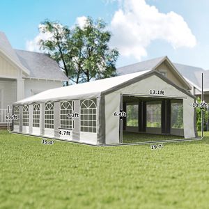 Tendone per Matrimoni e Grandi Eventi 40FT X 20FT, Resistente, con Pareti Laterali Grigie, per Esterni, Carport, Patio, Gazebo - Product Image 3