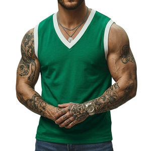 Wholesale Customizable Men's Muscle Fit V Neck Sleeveless Vest Stylish Casual Urban Streetwear Premium Quality Tank Tops For Men - Product Image 2