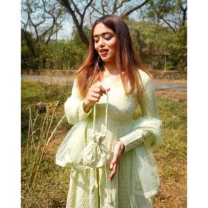 Pista Green <b>Chikankari</b> Cotton Casual Salwar Kameez <b>Suit</b> Set XS Size India Pakistan - Product Image 3