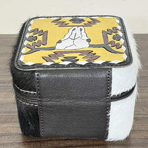 Boîte à bijoux portable artisanale en cuir de vachette véritable, motif crâne de cowboy, étui de rangement sécurisé pour bijoux - Product Image 5